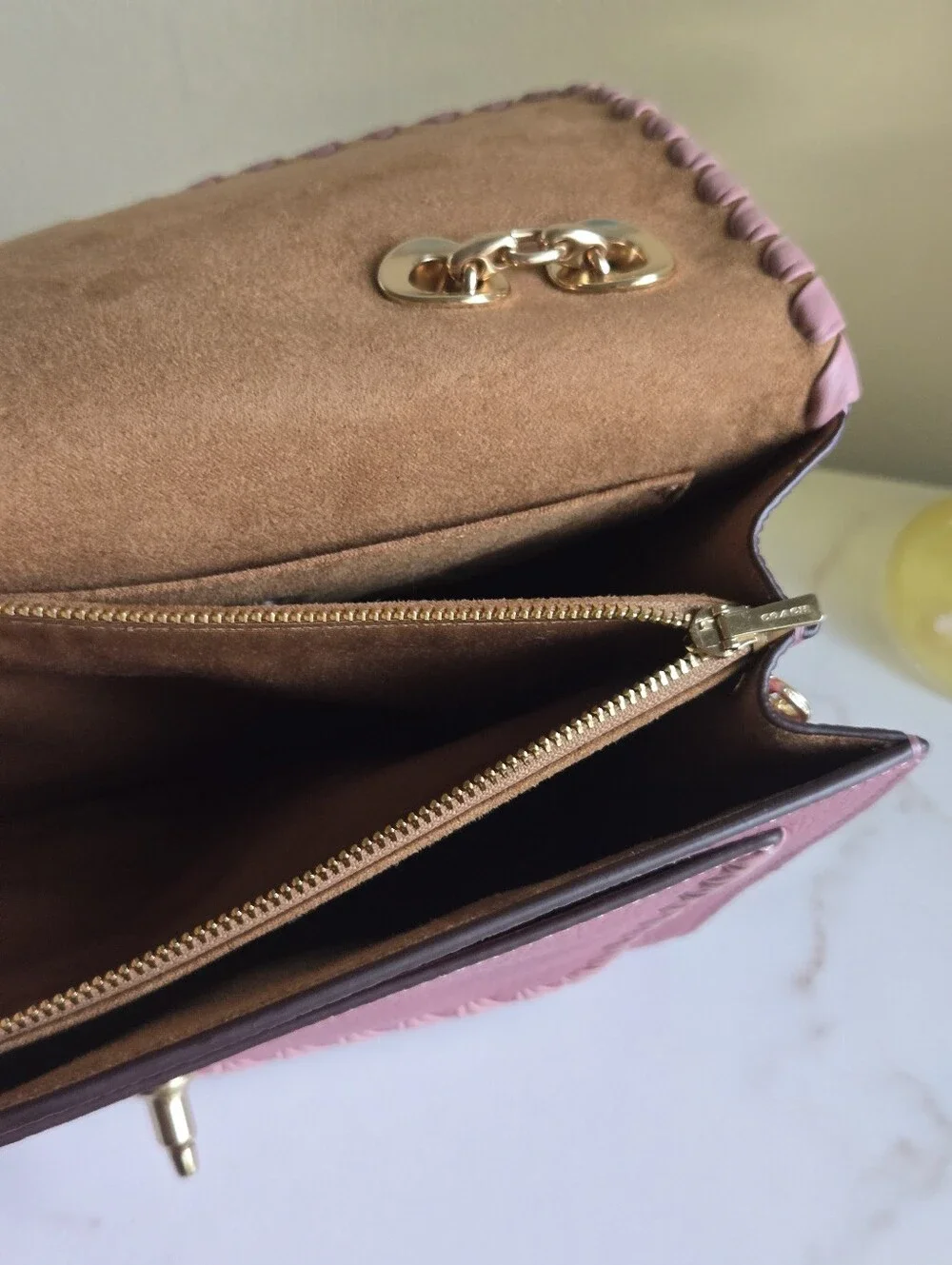 Like New Coach Lane Pink Whipstitch Leather Shoulder Bag